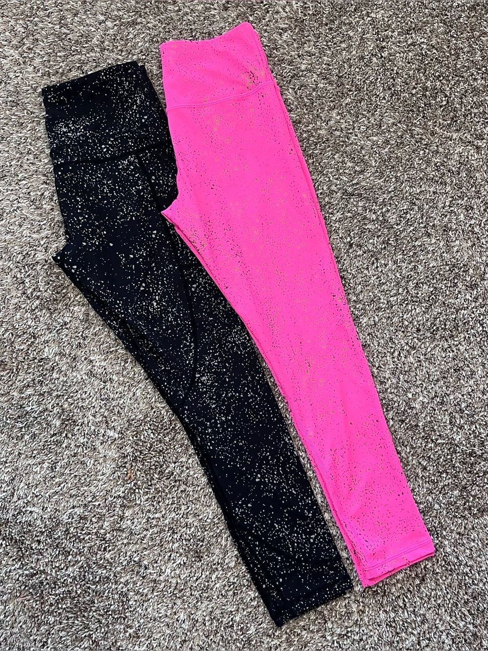 Zyia Leggings Bundle Womens Size 4 Black Pink Speckled Splatter Workout
